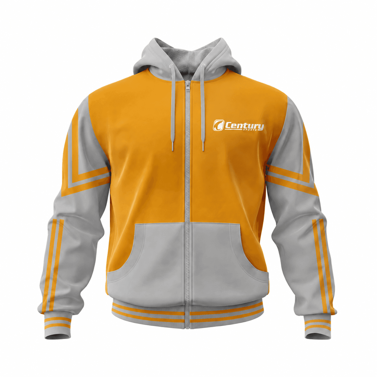 Grey & Yellow Zip Hoodie